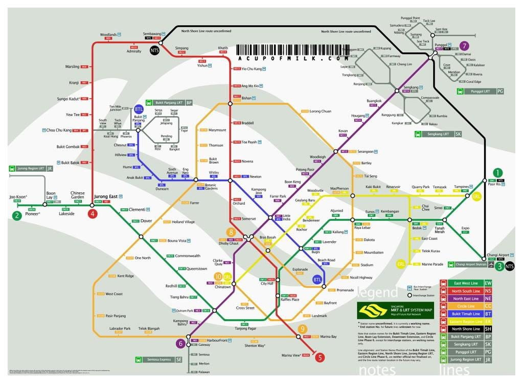 Singapore mrt-line kort
