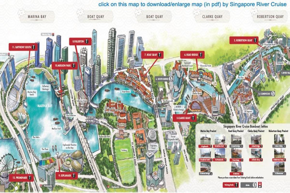 kort over Singapore-Floden Krydstogt