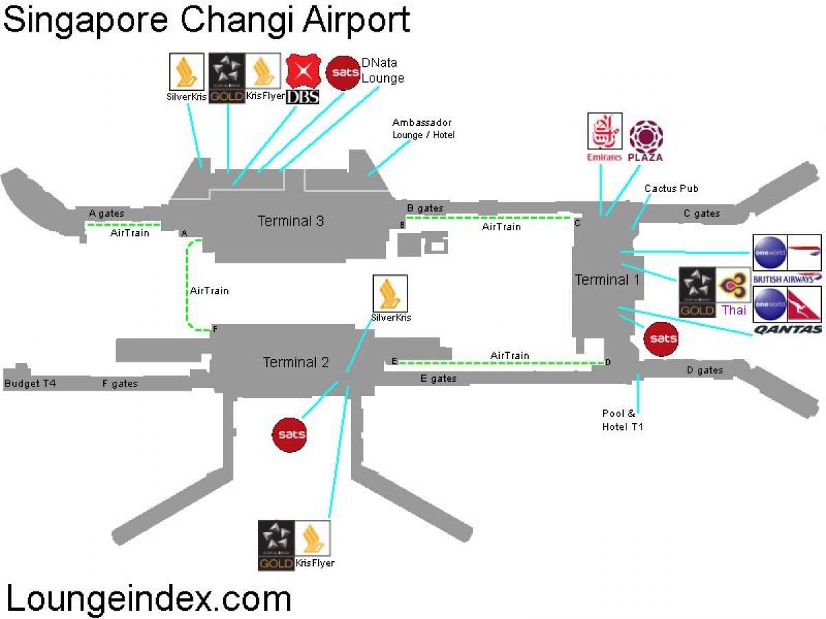 kort over lufthavnen i Singapore