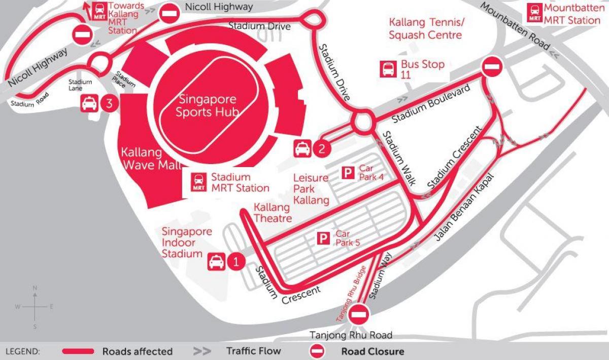 kort over Singapore sports-hub